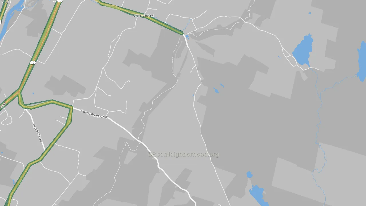 Lyme Center, NH Map of Noise Levels in Lyme Center