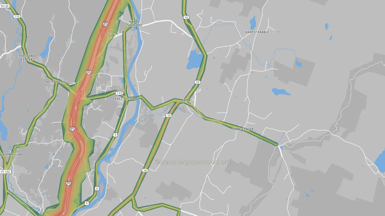 Lyme, NH Map of Noise Levels in Lyme