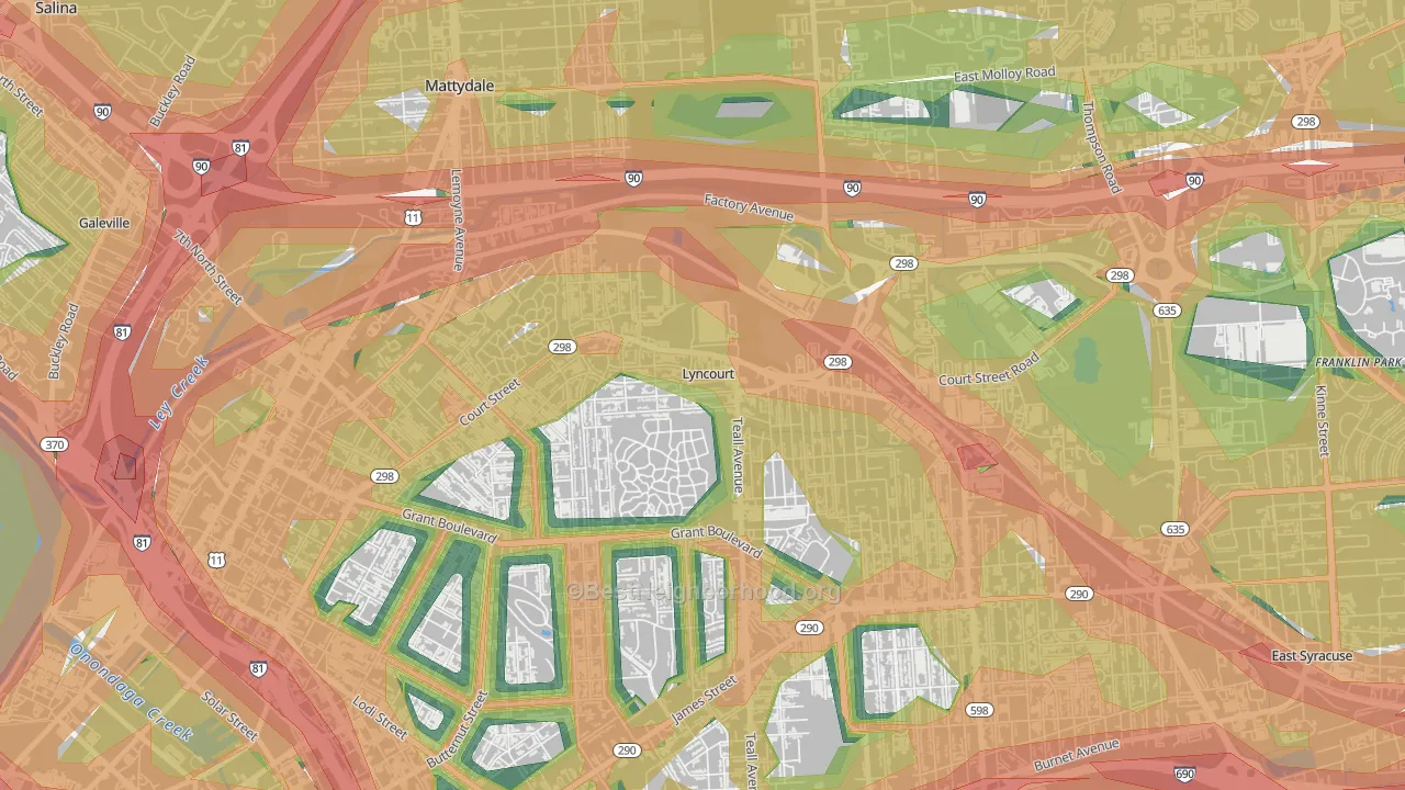 Lyncourt, NY Map of Noise Levels in Lyncourt