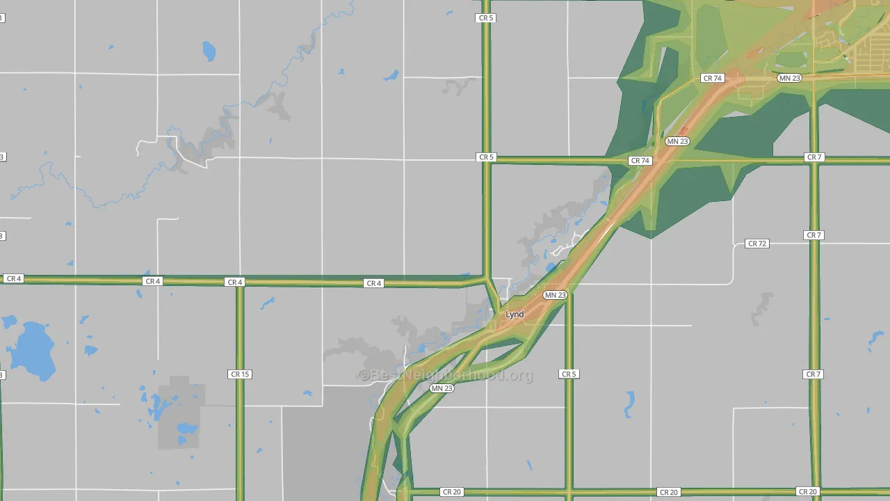 Lynd, MN Map of Noise Levels in Lynd