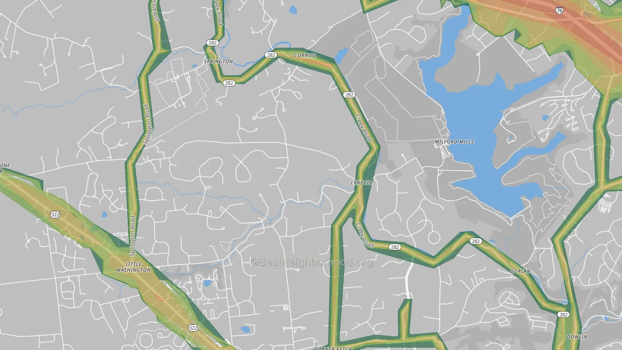 Lyndell, PA Map of Noise Levels in Lyndell