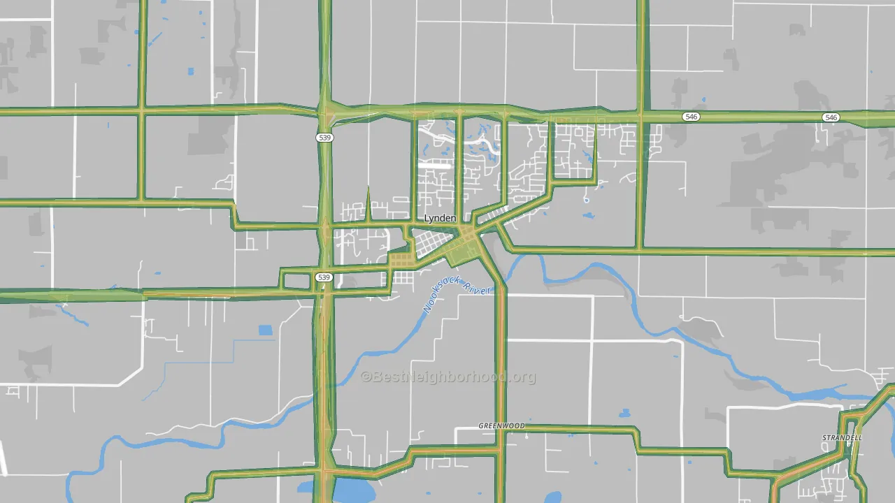 Lynden, WA Map of Noise Levels in Lynden