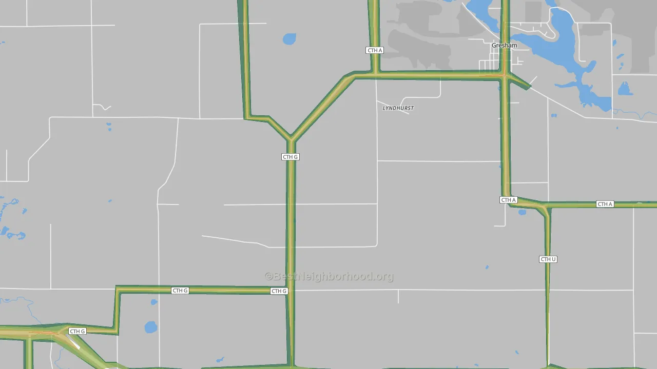 Lyndhurst, WI Map of Noise Levels in Lyndhurst