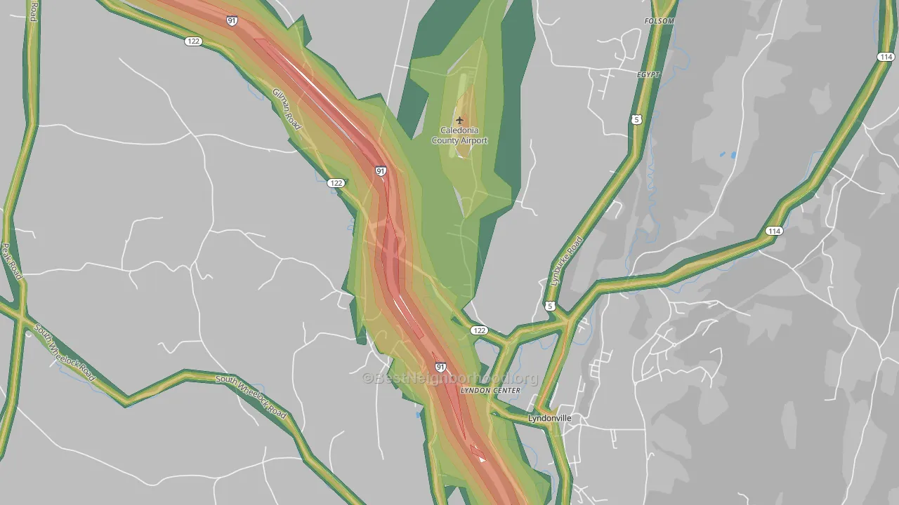 Lyndon Center, VT Map of Noise Levels in Lyndon Center