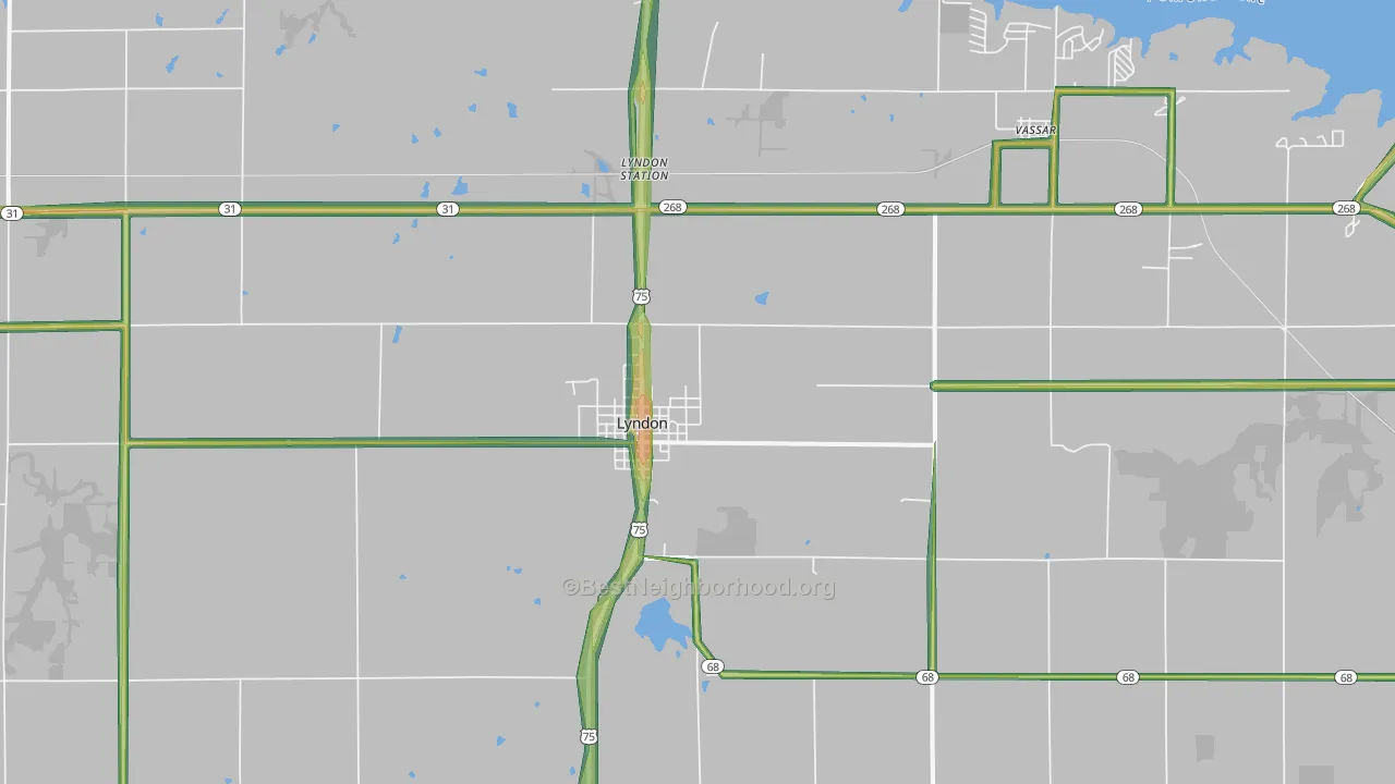 Lyndon, KS Map of Noise Levels in Lyndon