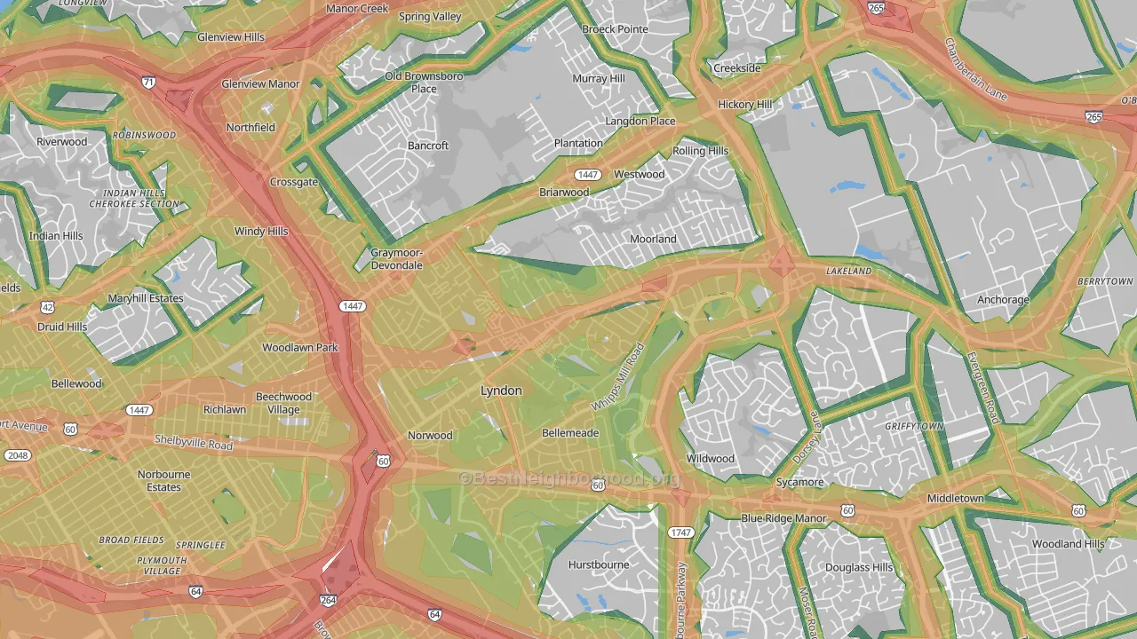 Lyndon, KY Map of Noise Levels in Lyndon