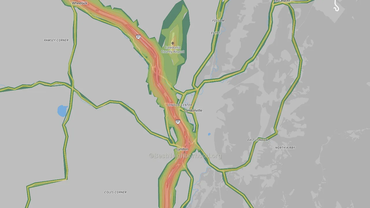 Lyndonville, VT Map of Noise Levels in Lyndonville