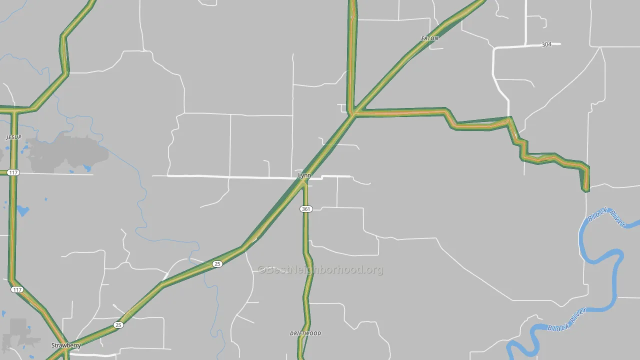 Lynn, AR Map of Noise Levels in Lynn