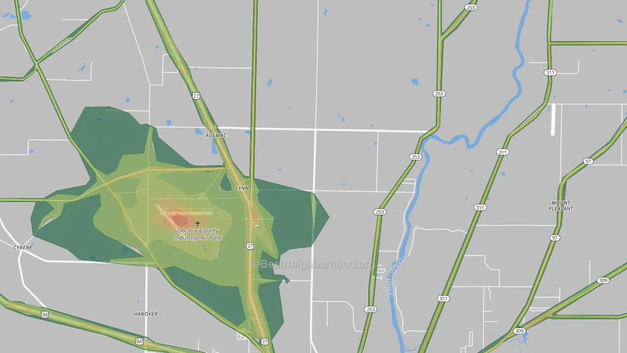 Lynn, GA Map of Noise Levels in Lynn