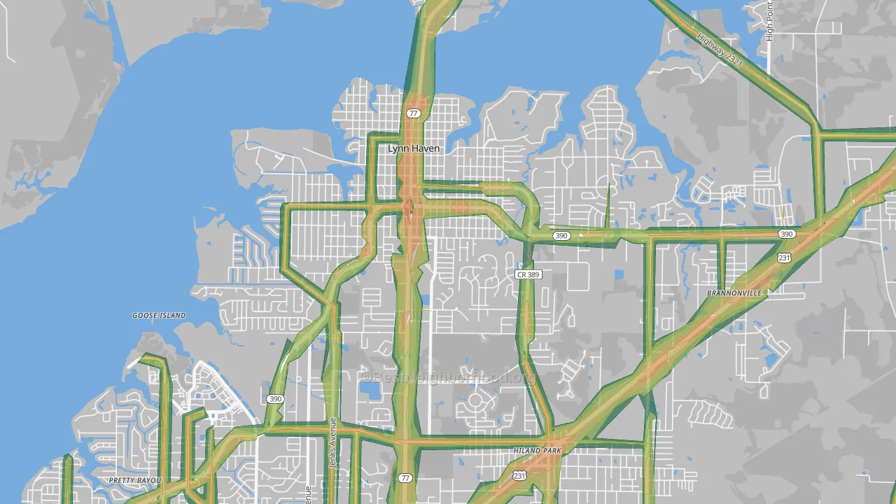 Lynn Haven, FL Map of Noise Levels in Lynn Haven