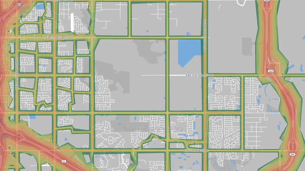 Lynn Lane, Tulsa, OK Map of Noise Levels in Lynn Lane