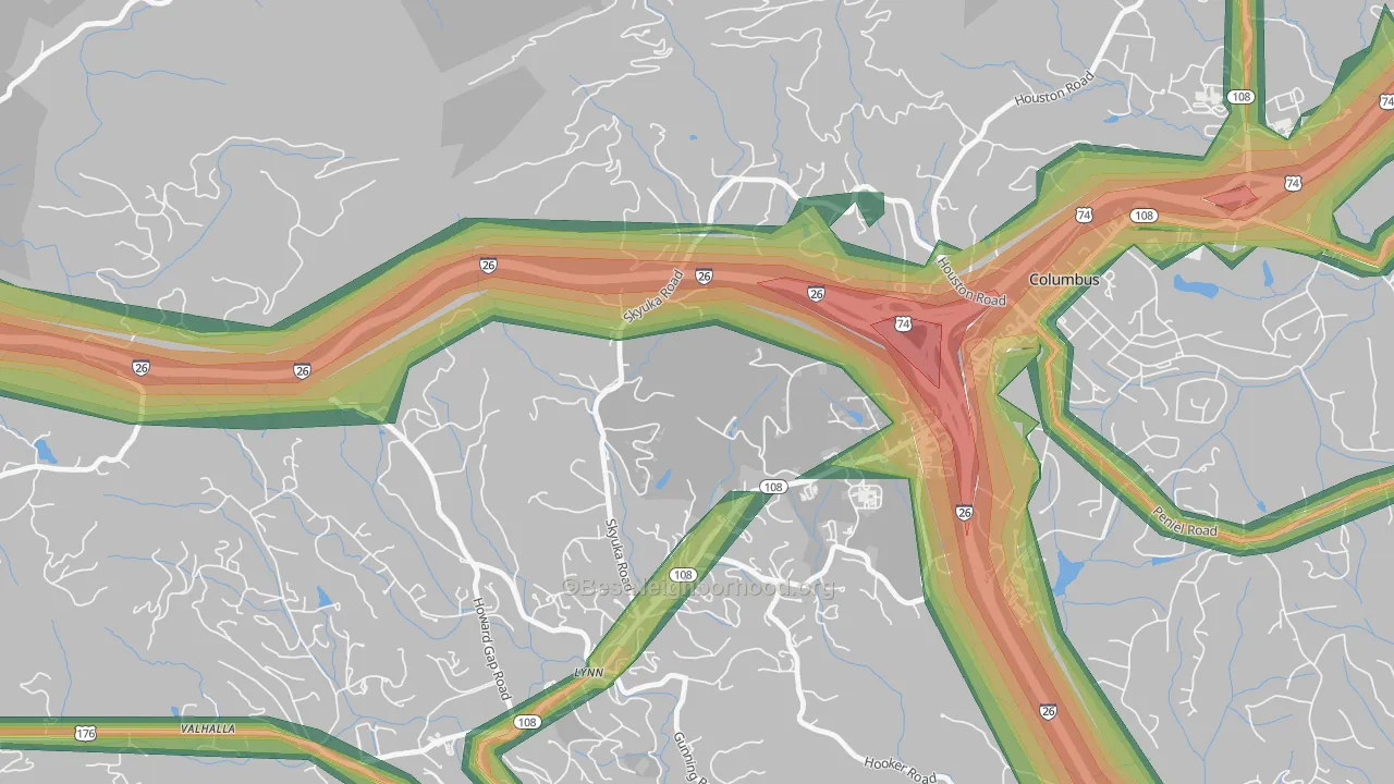 Lynn, NC Map of Noise Levels in Lynn