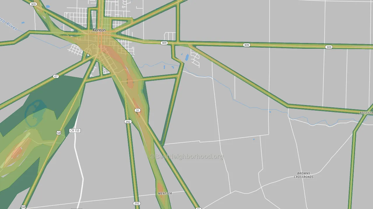 Lynn, OH Map of Noise Levels in Lynn