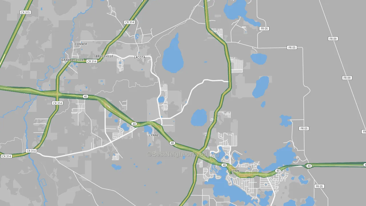 Lynne, FL Map of Noise Levels in Lynne