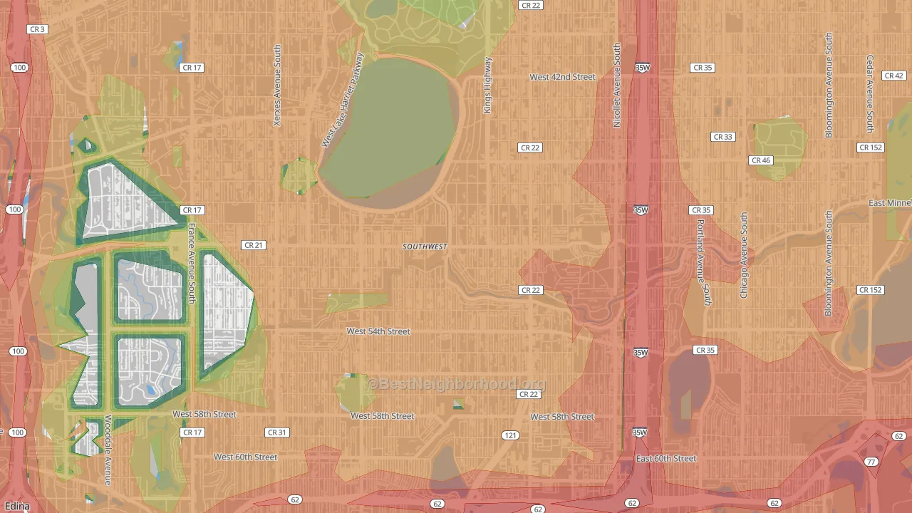 Lynnhurst, Minneapolis, MN Map of Noise Levels in Lynnhurst