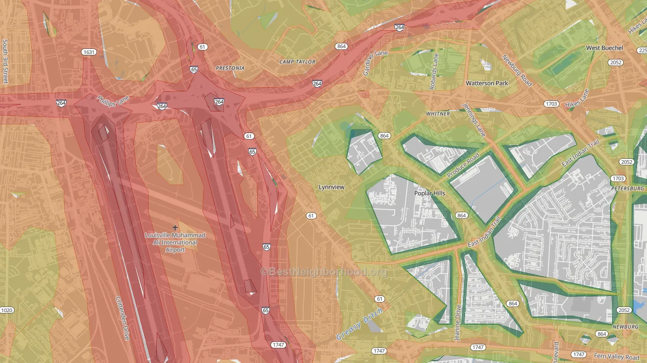 Lynnview, KY Map of Noise Levels in Lynnview