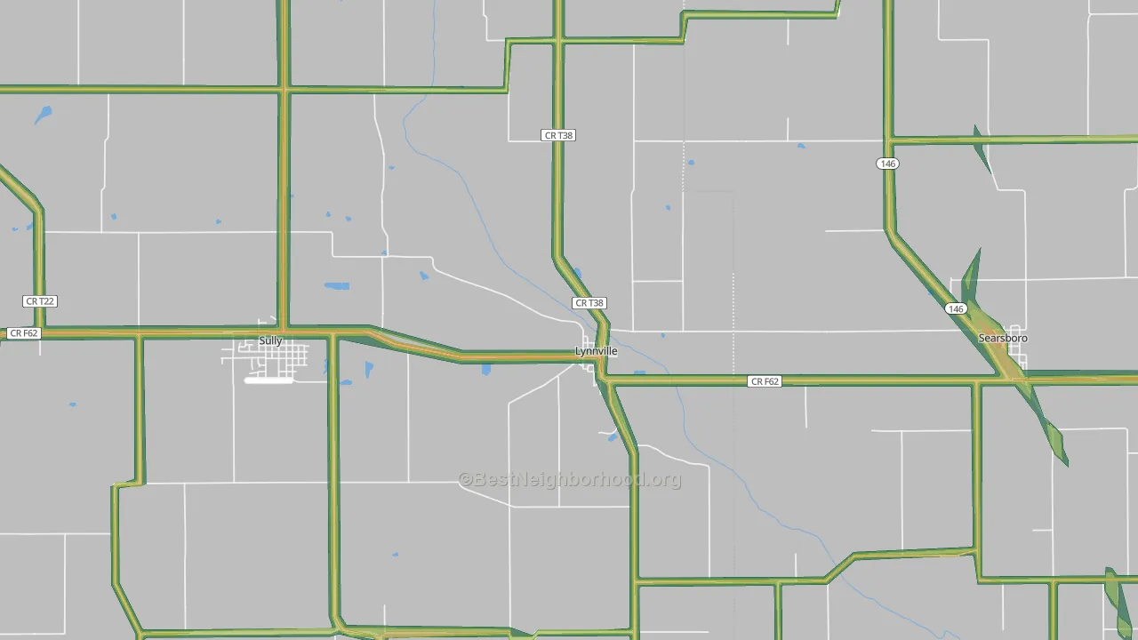 Lynnville, IA Map of Noise Levels in Lynnville