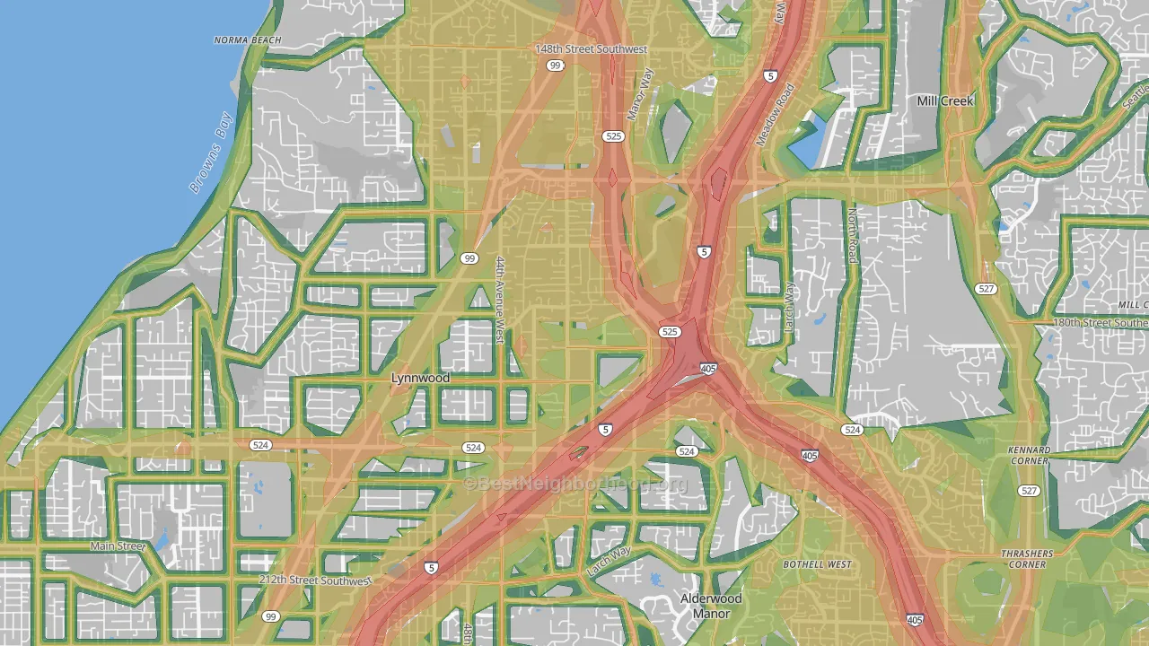 Lynnwood, WA Map of Noise Levels in Lynnwood