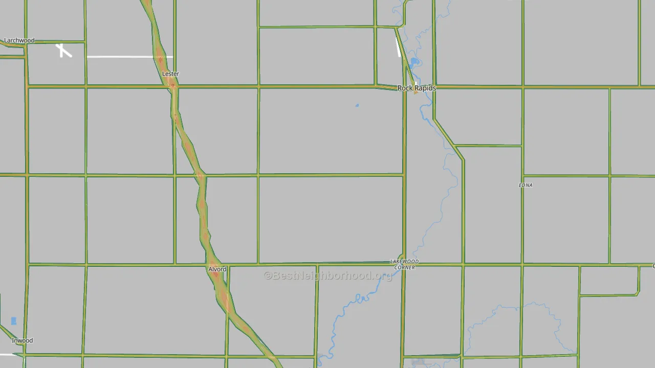 Lyon County, IA Map of Noise Levels in Lyon County
