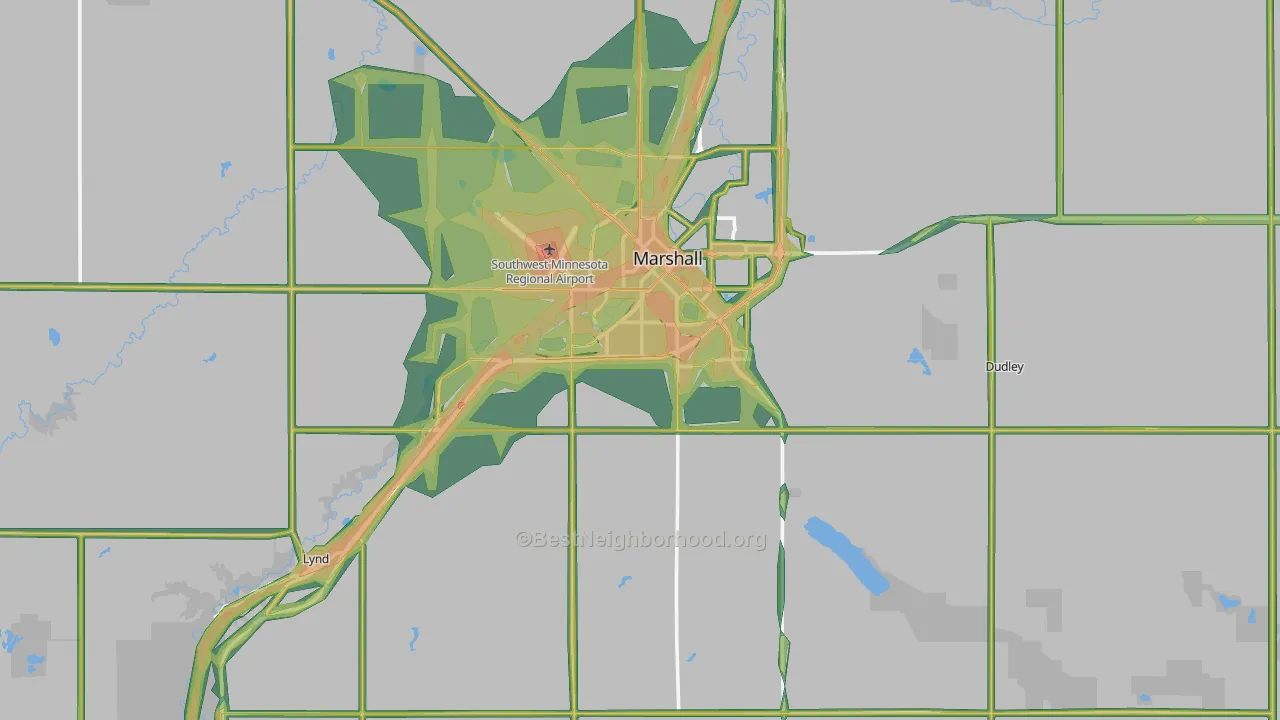 Lyon County, MN Map of Noise Levels in Lyon County