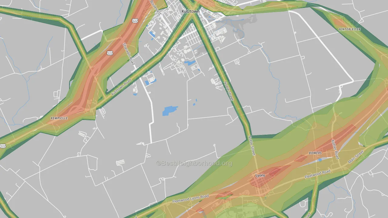 Lyon Station, PA Map of Noise Levels in Lyon Station
