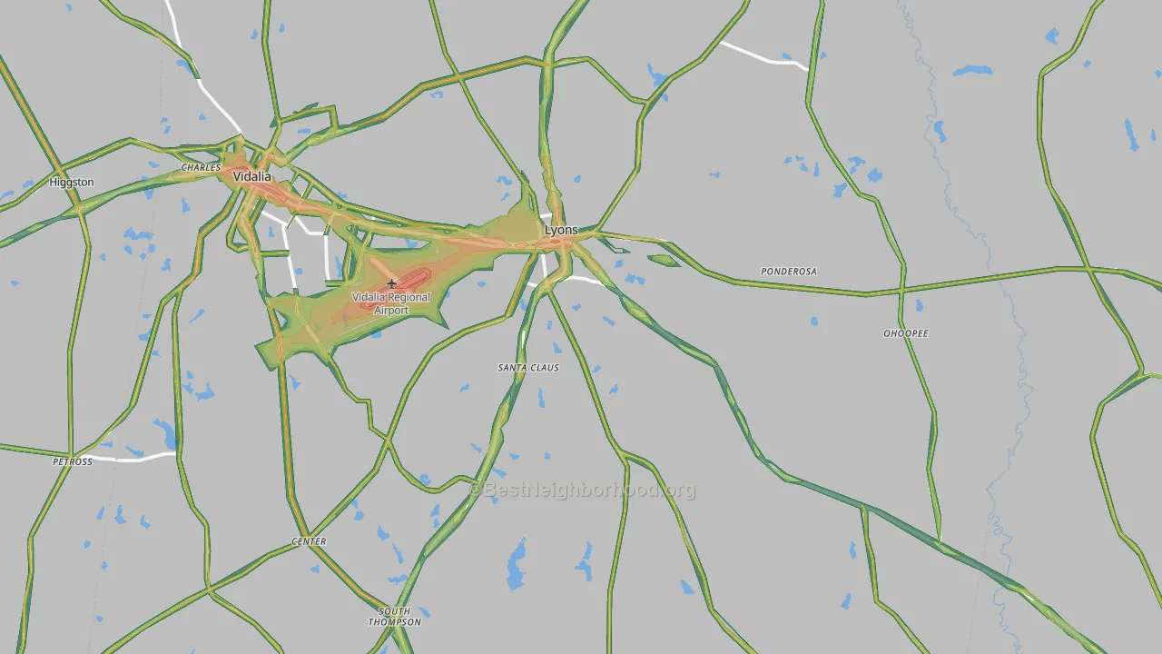 Lyons, GA Map of Noise Levels in Lyons