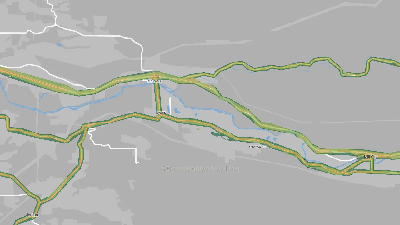 Lyons, OR Map of Noise Levels in Lyons
