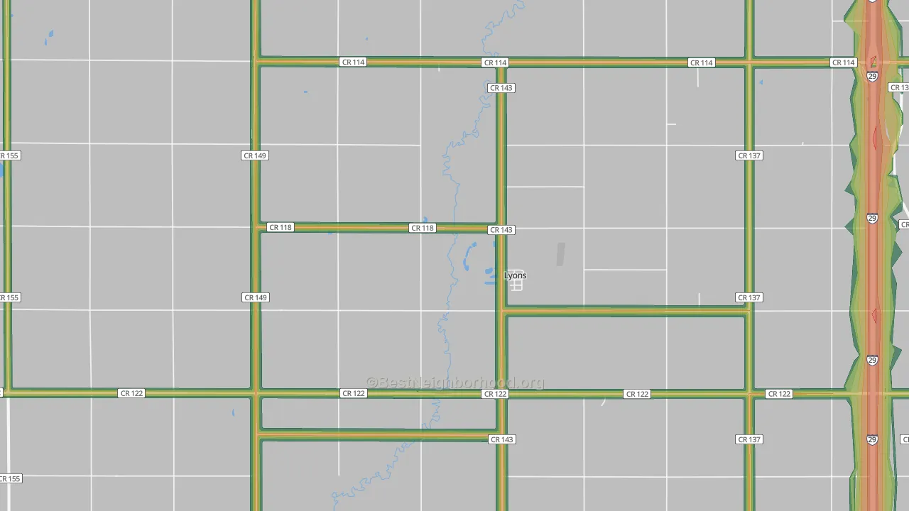 Lyons, SD Map of Noise Levels in Lyons