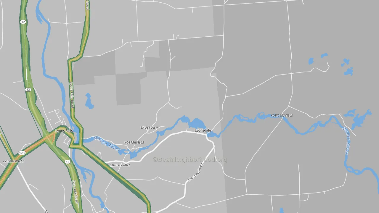 Lyonsdale, NY Map of Noise Levels in Lyonsdale