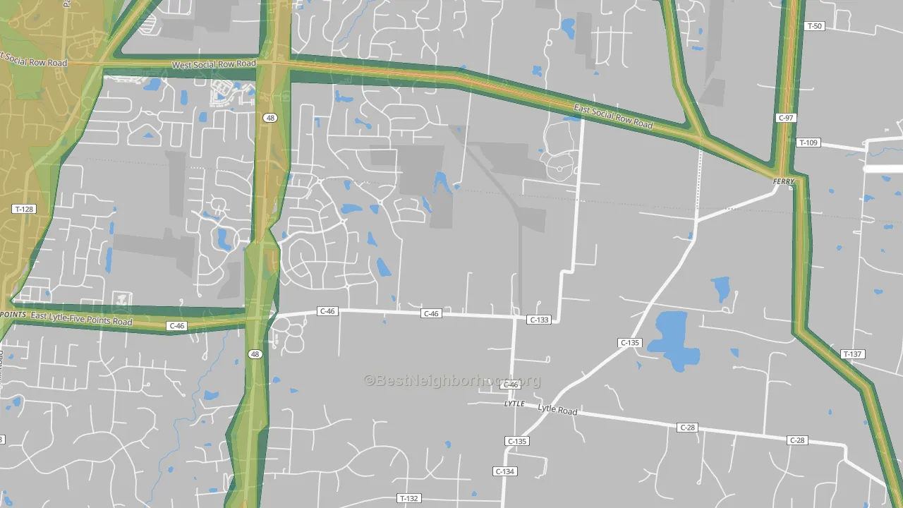Lytle, OH Map of Noise Levels in Lytle
