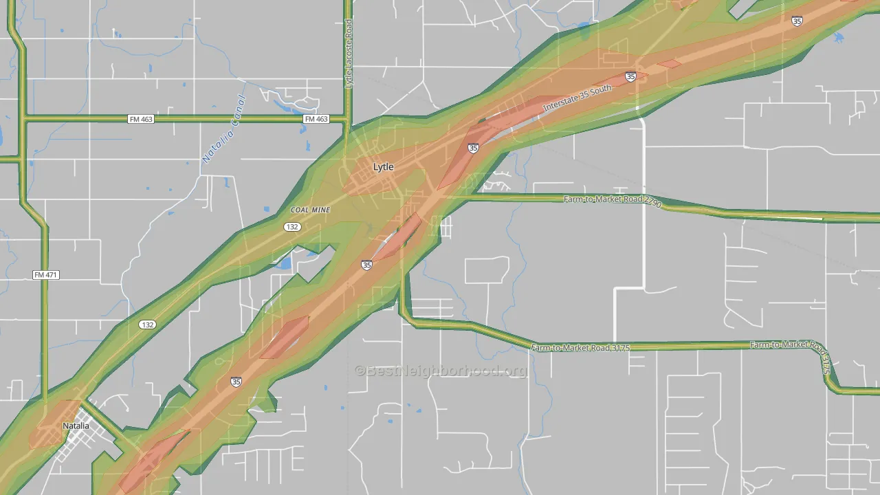 Lytle, TX Map of Noise Levels in Lytle