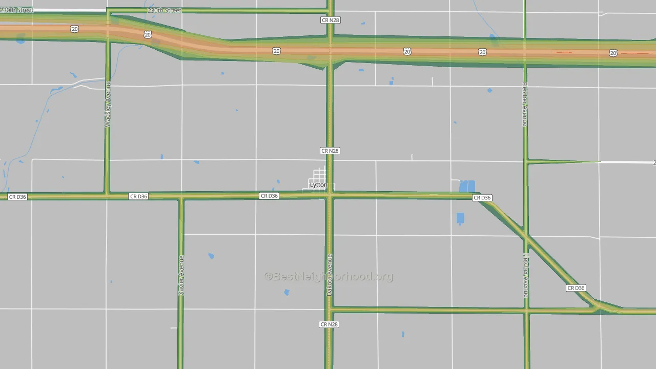 Lytton, IA Map of Noise Levels in Lytton