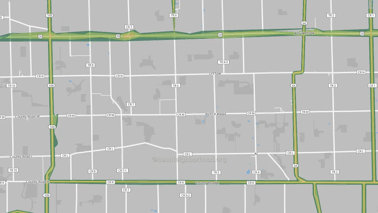 Lytton, OH Map of Noise Levels in Lytton