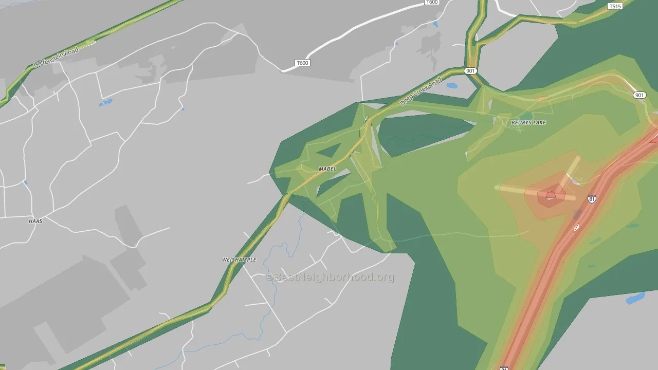 Mabel, PA Map of Noise Levels in Mabel
