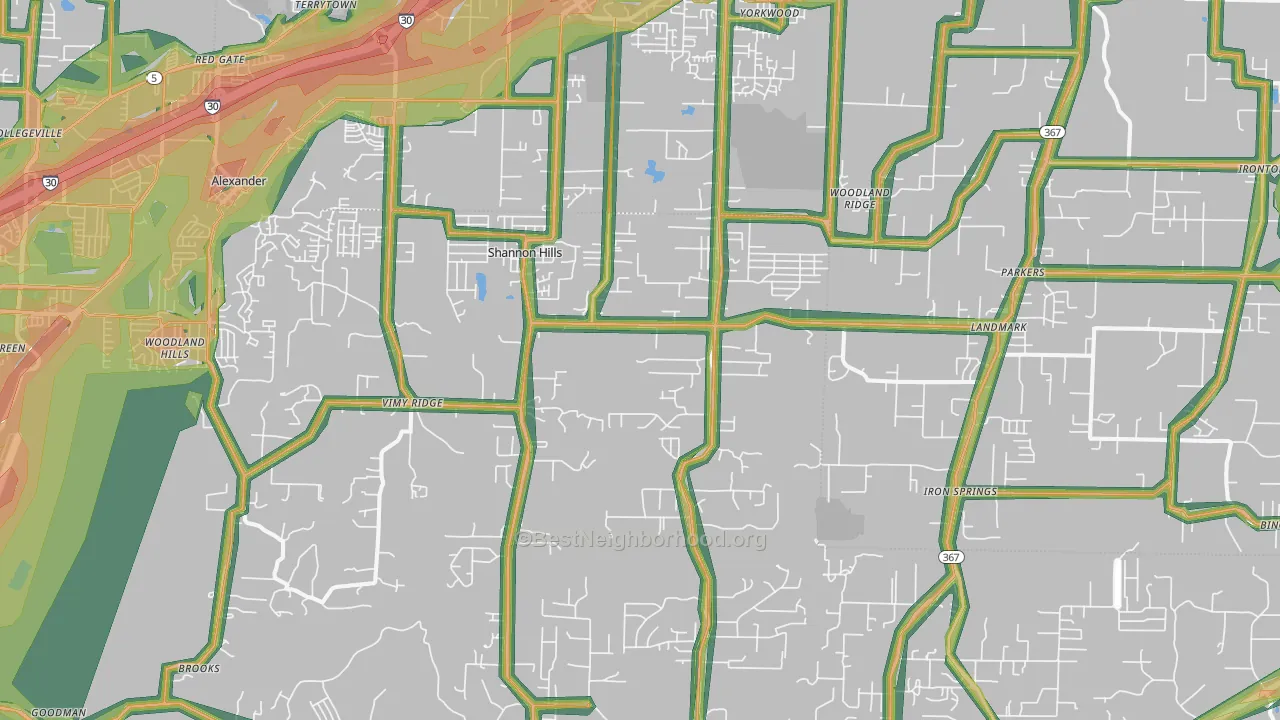 Mabelvale, AR Map of Noise Levels in Mabelvale