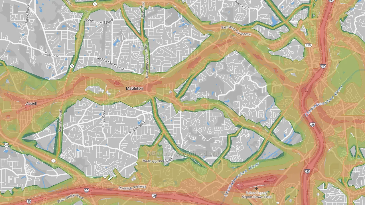 Mableton, GA Map of Noise Levels in Mableton