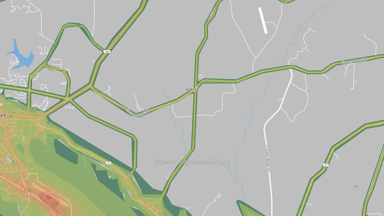 Mabson, AL Map of Noise Levels in Mabson