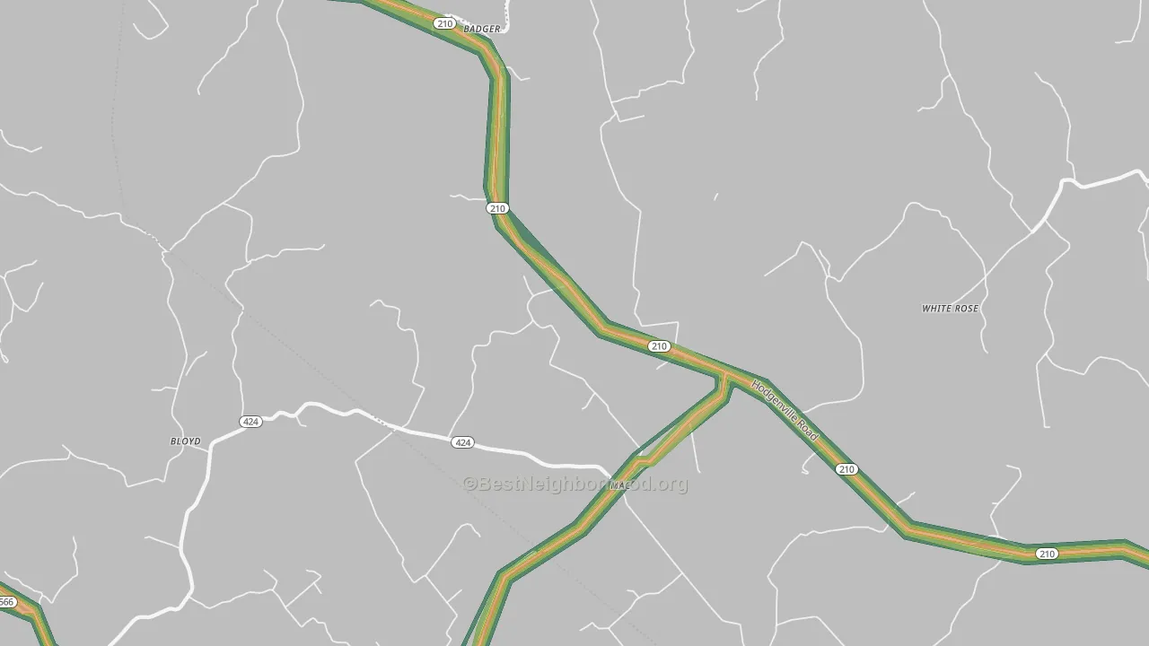 Mac, KY Map of Noise Levels in Mac