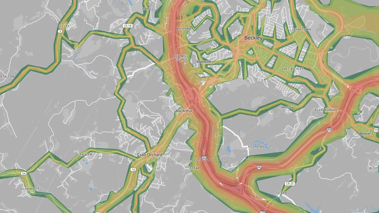 MaCarthur, WV Map of Noise Levels in MaCarthur