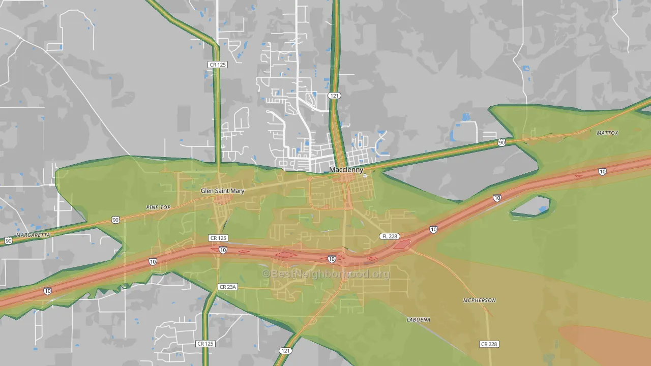 Macclenny, FL Map of Noise Levels in Macclenny