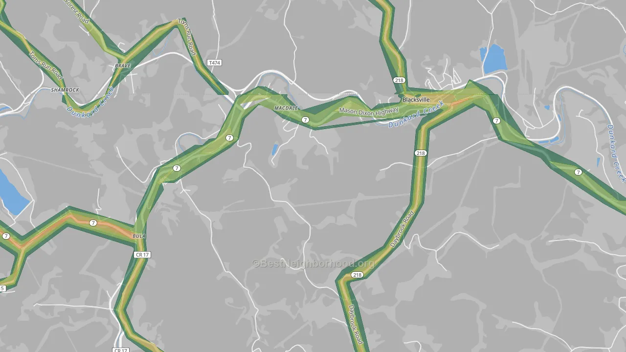 MacDale, WV Map of Noise Levels in MacDale