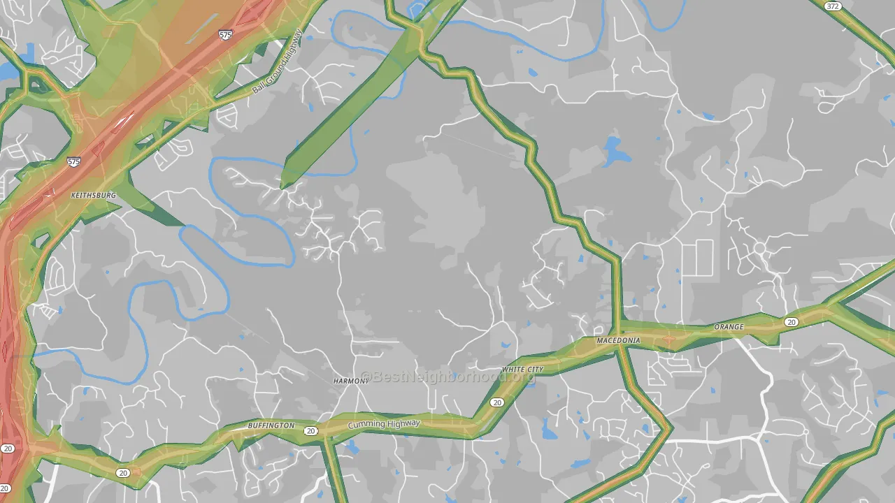 Macedonia, GA Map of Noise Levels in Macedonia