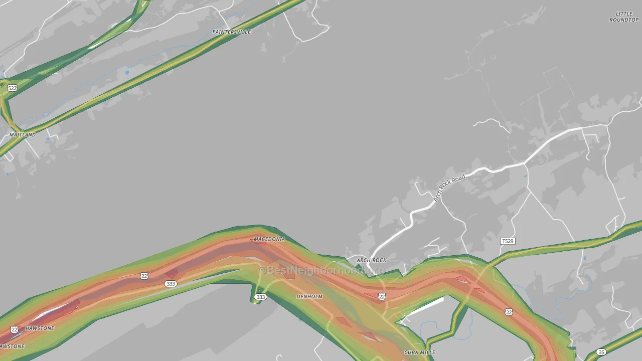 Macedonia, PA Map of Noise Levels in Macedonia