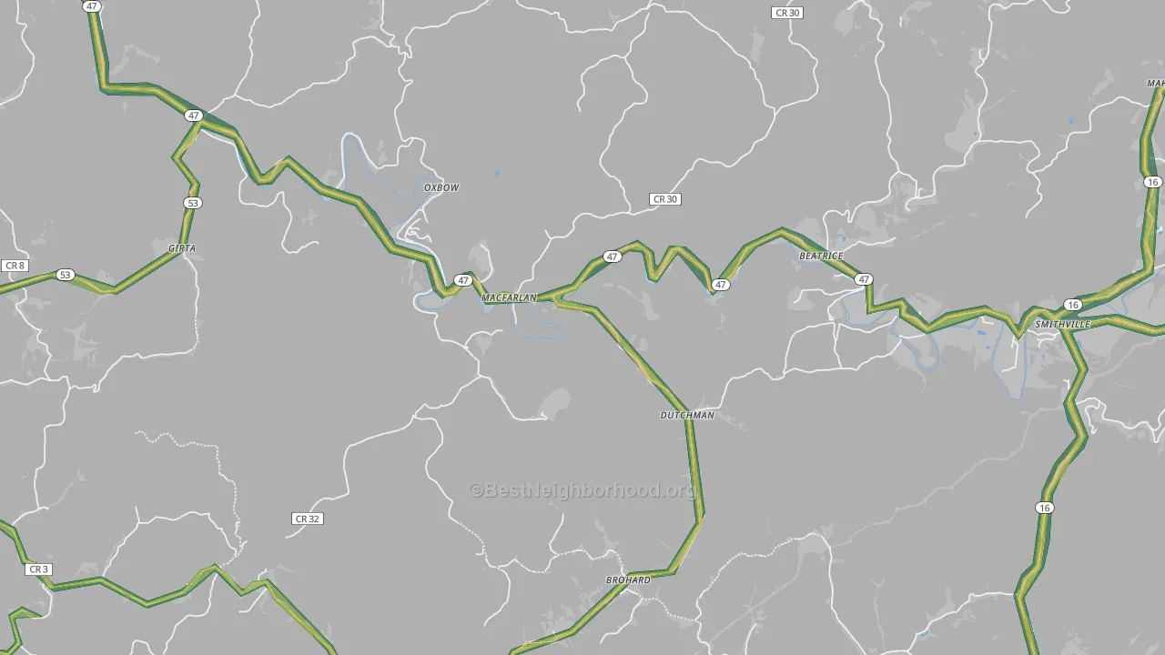 Macfarlan, WV Map of Noise Levels in Macfarlan