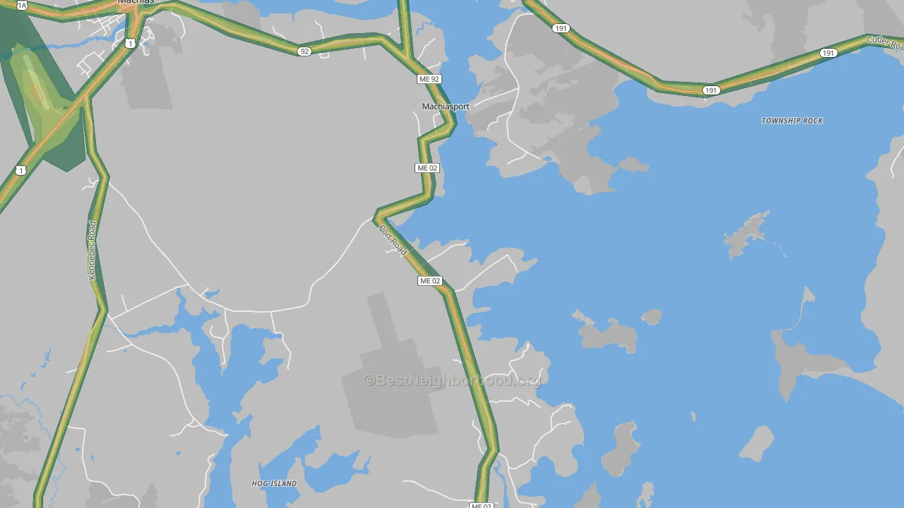 Machiasport, ME Map of Noise Levels in Machiasport