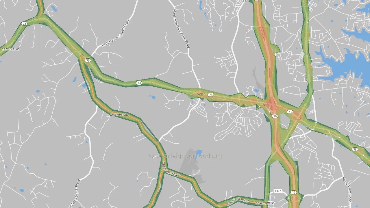 Machpelah, NC Map of Noise Levels in Machpelah