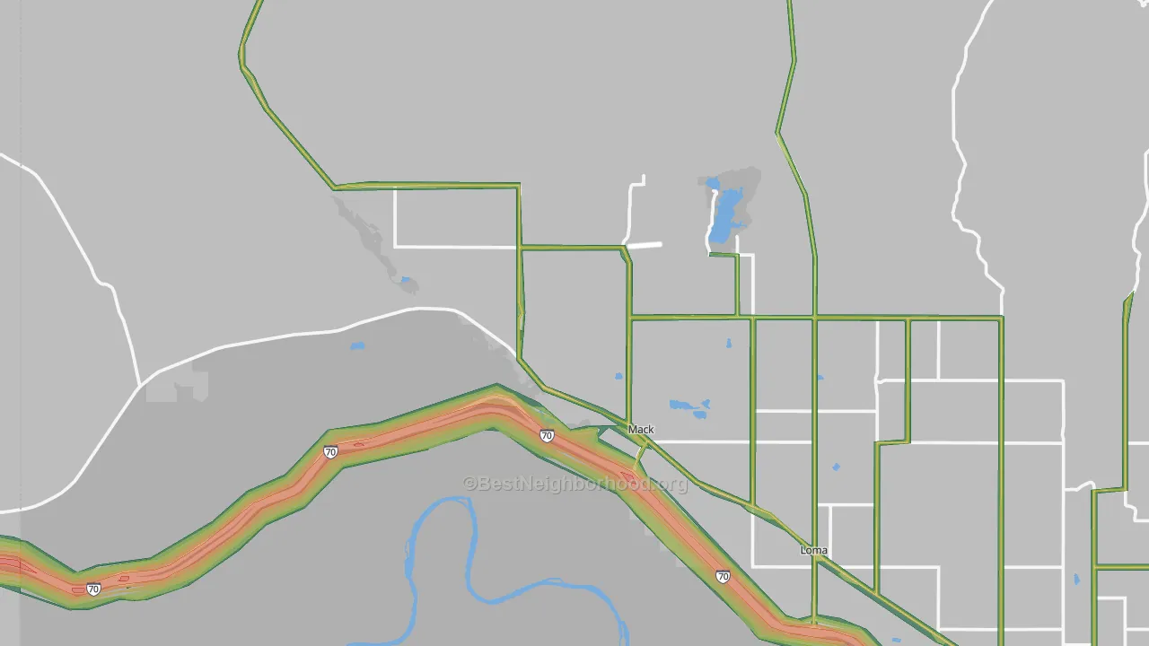 Mack, CO Map of Noise Levels in Mack
