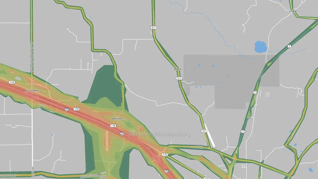 Mack, MS Map of Noise Levels in Mack