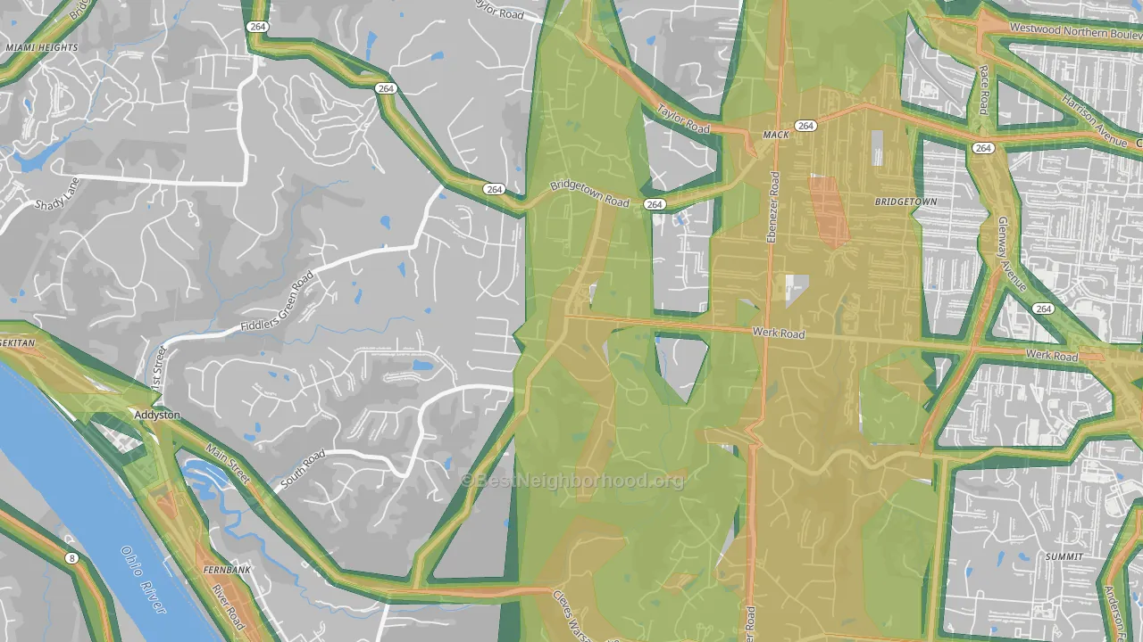 Mack South, Cincinnati, OH Map of Noise Levels in Mack South