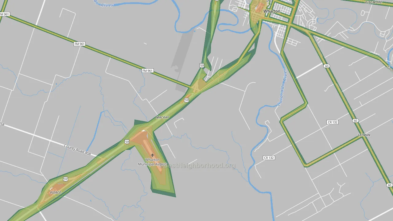 Mackay, TX Map of Noise Levels in Mackay